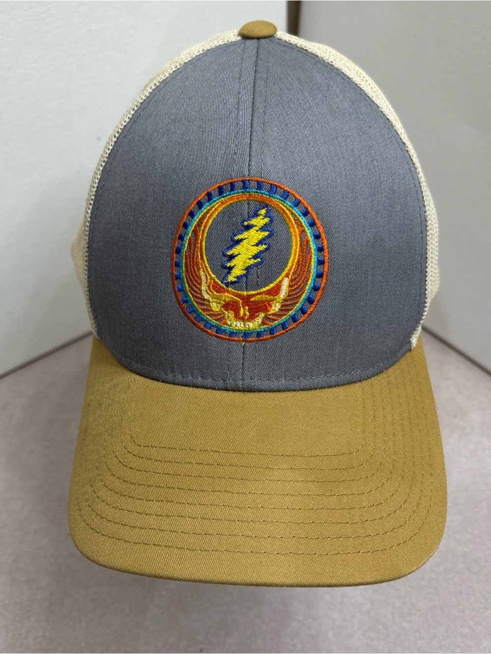 Grateful Dead Band Dye the Sky Steal Your Face Mesh Snapback Trucker Hat Cap